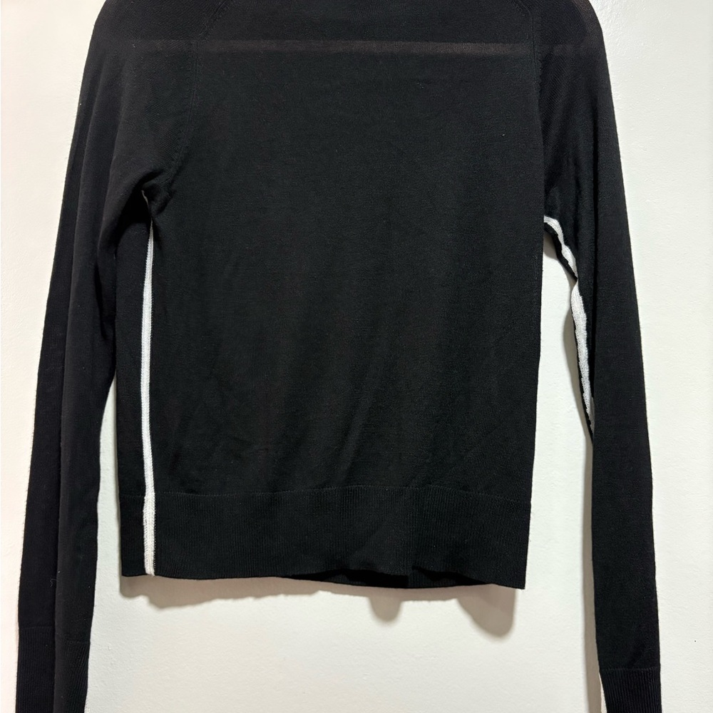 Zara Black Knit Sweater with White Accents